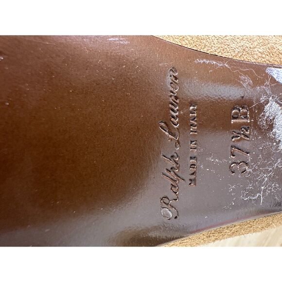 Ralph Lauren Purple Label Suede Wood Platform Heel Booties Size EU 37.5B US 7 - Picture 9 of 13